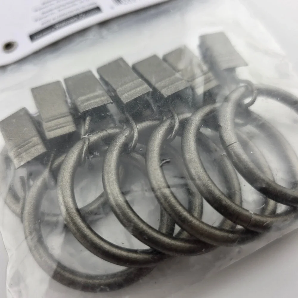 Mainstays Pewter Clip Rings‎ Curtain Hardware Bundle 21 Total Clips